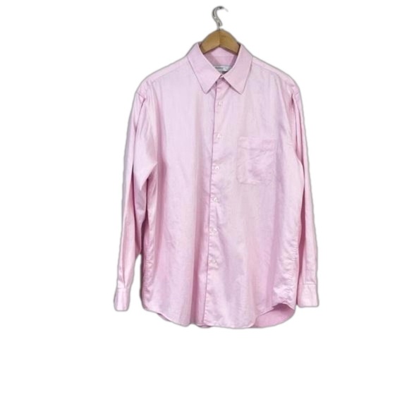 Perry Ellis Portfolio Dress Shirt Mens 16 1/2 34-35 Button Long Sleeve Pink - Picture 1 of 16